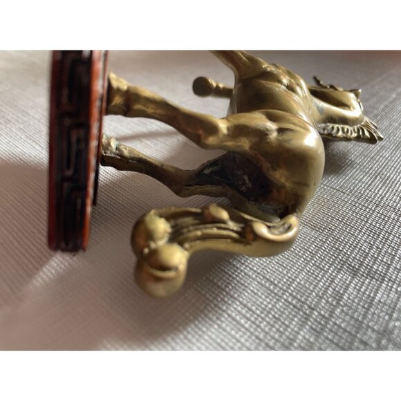 Brass Unicorn Figurine On Plastic Base Made In India Paperweight 1980's - Picture 3 of 8